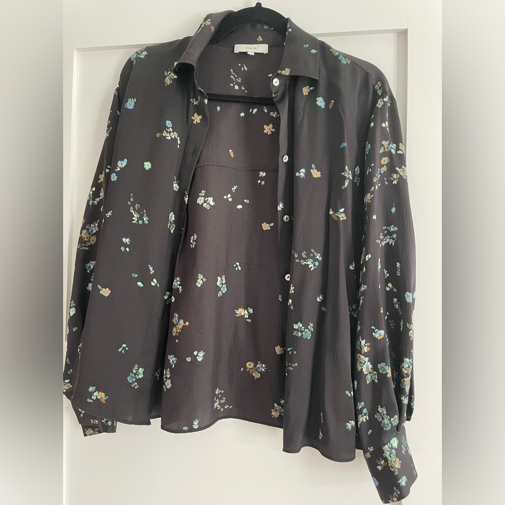 Vince Floral Silk Blouse XS- Like New